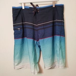 Burnside Blue White Ombre Board Shorts 36